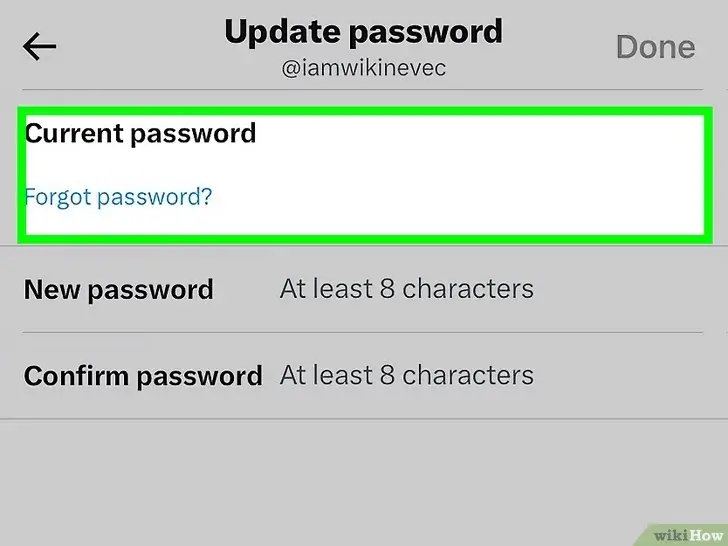 Step 7 Enter your current password.